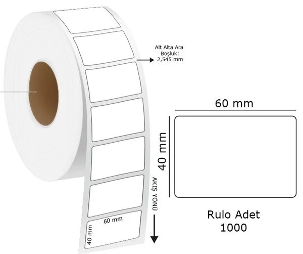 TANEX ECO TERMAL ETİKET 60x40 MM