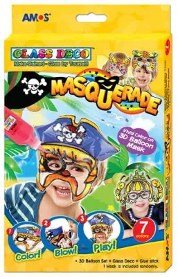 AMOS CAM BOYAMA SETİ 6 LI + 2 MASKE HAYVANLAR GD22P7R-MP