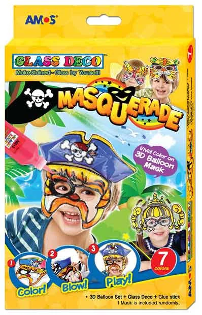 AMOS CAM BOYAMA SETİ 6 LI + 2 MASKE HAYVANLAR GD22P7R-MP