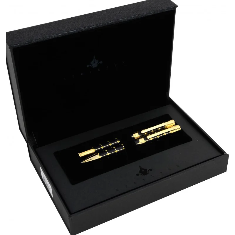 STEELPEN DOLMA KALEM+TÜKENMEZ KALEM SET SERRA SERİSİ BLUE GOLD 800-43