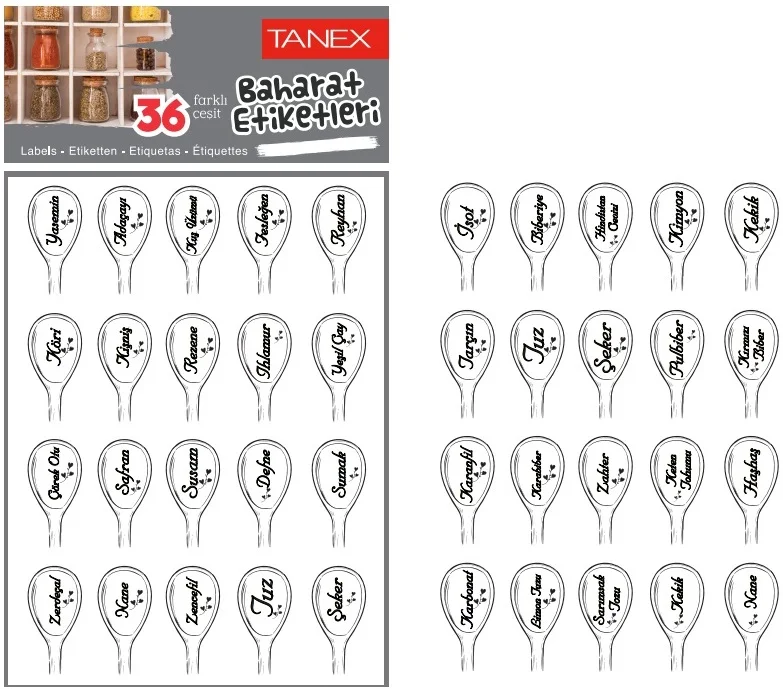 TANEX BAHARAT ETİKETİ-1 PP OPAK 2 Lİ MTC-601