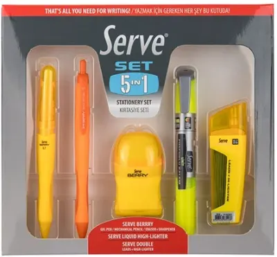 SERVE KIRTASİYE SETİ 0.7 SARI 5 Lİ SV-5IN1SET07FS
