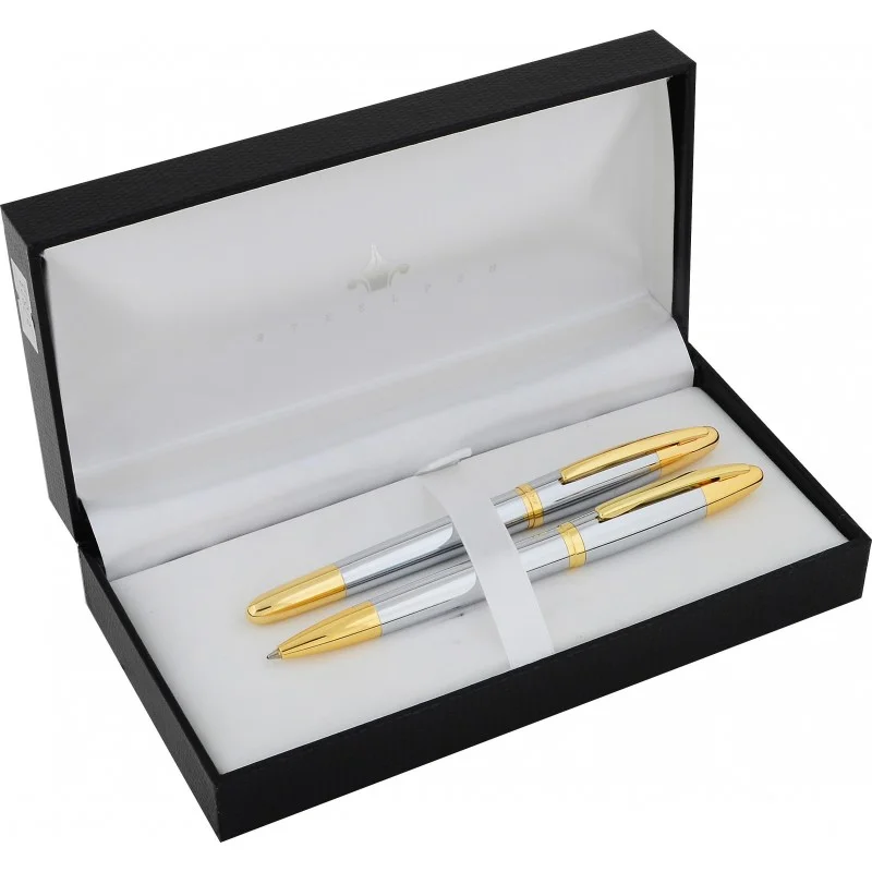 STEELPEN DOLMA KALEM+TÜKENMEZ KALEM SET VENÜS SERİSİ KROM GOLD 176