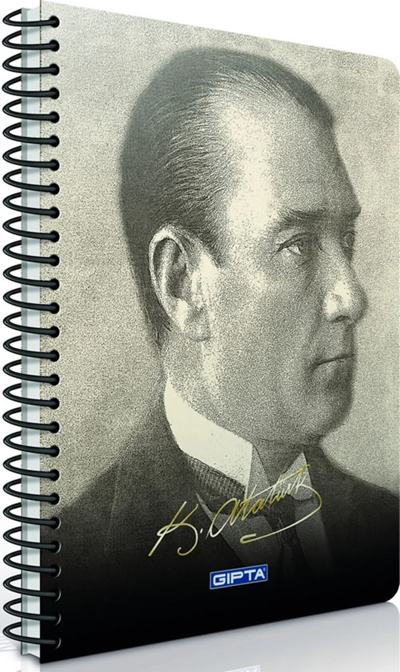 GIPTA DEFTER ATATÜRK A4 SPİRALLİ KARTON KAPAK 100 YP. KARELİ 2659