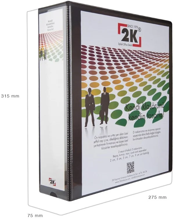 2K HALKALI KLASÖR 7 CM 4 HALKA SİYAH 07-4D-S