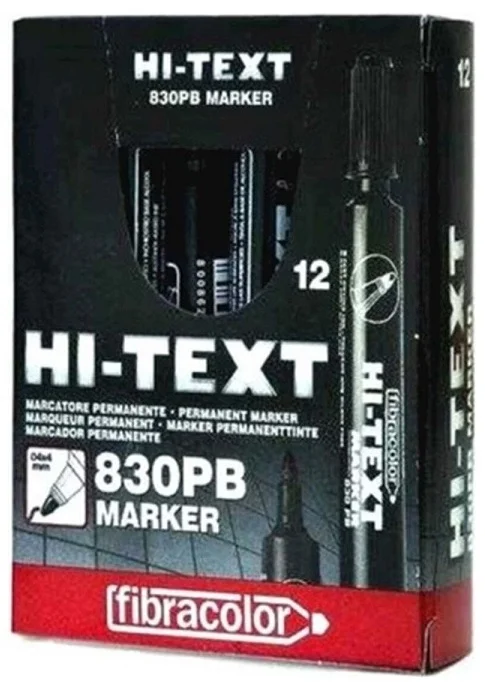 HB HI-TEXT PERMANENT MARKER YUVARLAK UÇ SİYAH 830PB 12  Lİ