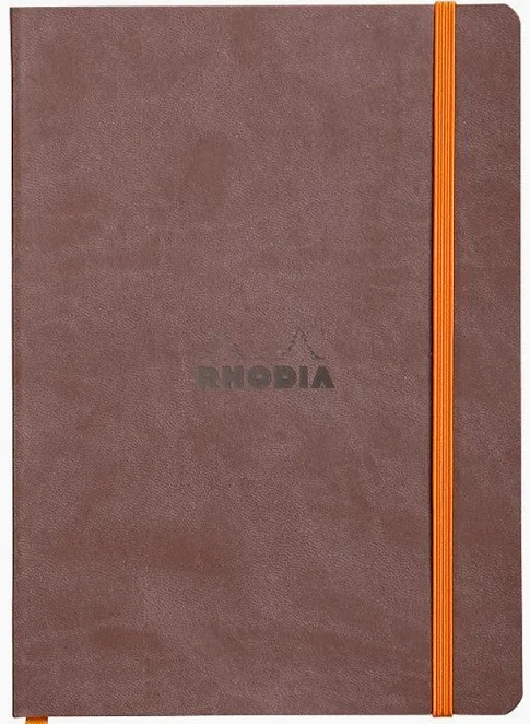 RHODIA DEFTER RHODIARAMA YUMUŞAK DERİ KAPAK ELASTİK BANTLI A5 90 GR 80 YP DOT CHOCOLATE RY117453