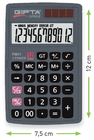 GIPTA HESAP MAKİNESİ 12 HANE CEP TİPİ F3011