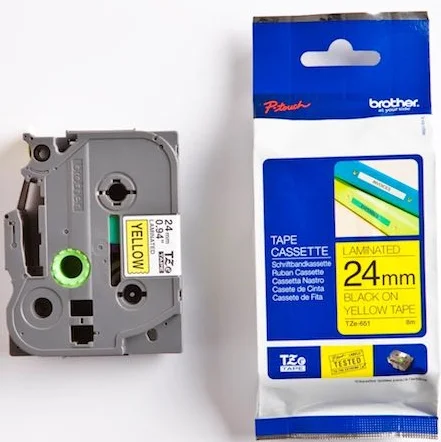 BROTHER PTOUCH ETİKET 24MM SARI-SİYAH TZ651
