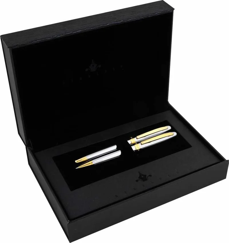 STEELPEN DOLMA KALEM+TÜKENMEZ KALEM SET GLOBAL SERİSİ KROM GOLD 8698