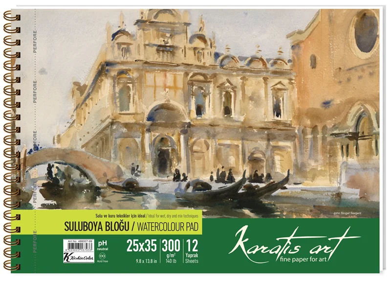 KESKİN SULUBOYA BLOK KARATİS ART 25x35 300 GR SPİRALLİ 12 YP. 488007