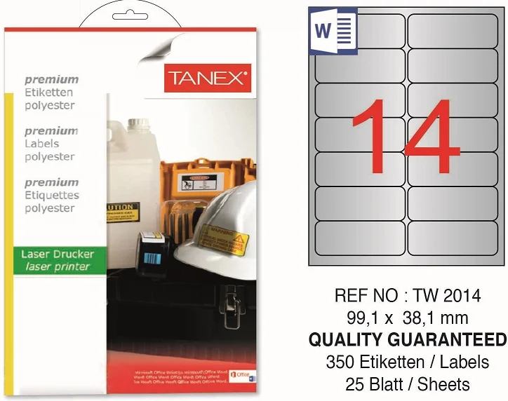 TW-2014 99,1x38,1 mm SILVER LASER ETİKET 25 AD.