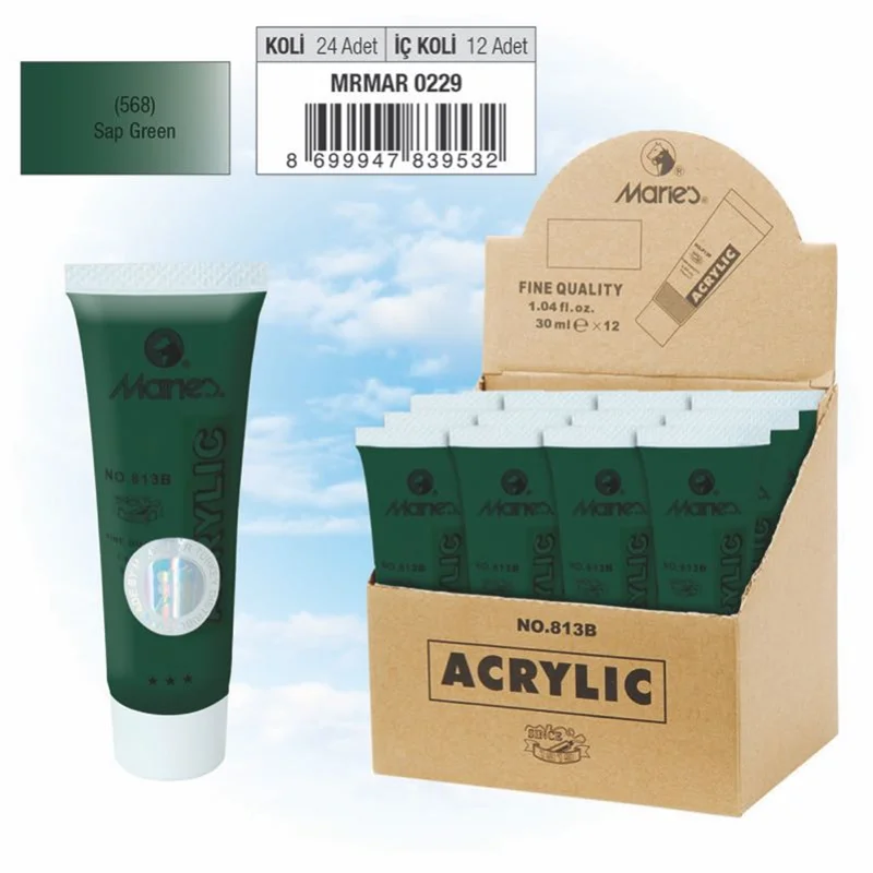MARIES AKRİLİK BOYA SETİ 30 ML 813B-568 12 Lİ