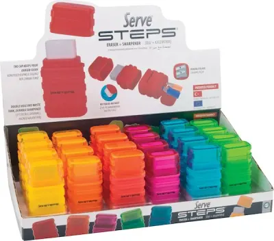 SERVE SİLGİLİ KALEMTIRAŞ STEPS STAND 24 LÜ SV-STEPS24DP