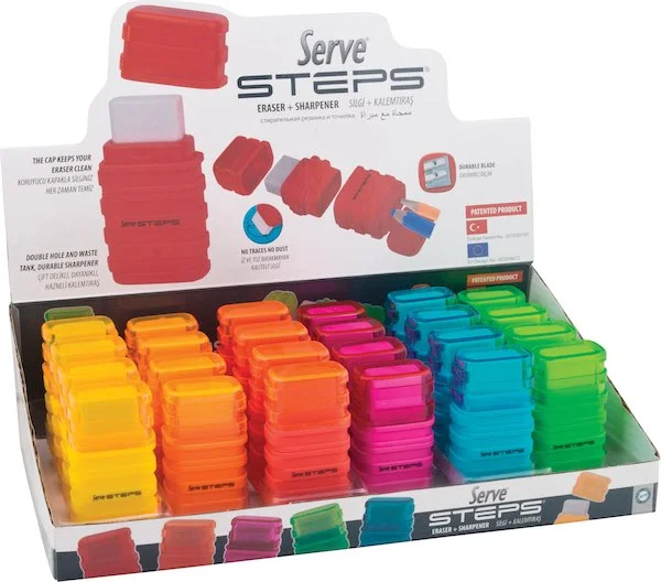 SERVE SİLGİLİ KALEMTIRAŞ STEPS STAND 24 LÜ SV-STEPS24DP