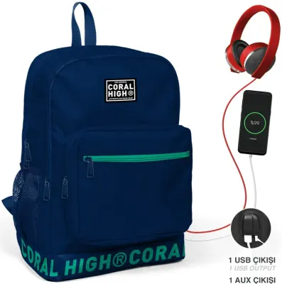 YAYGAN ÇANTA SIRT CORAL HIGH USB+AUX SOKETLİ 24107