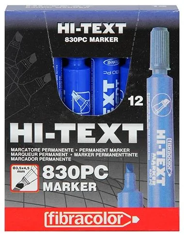 HB HI-TEXT PERMANENT MARKER KESİK UÇLU MAVİ 830PC 12 Lİ