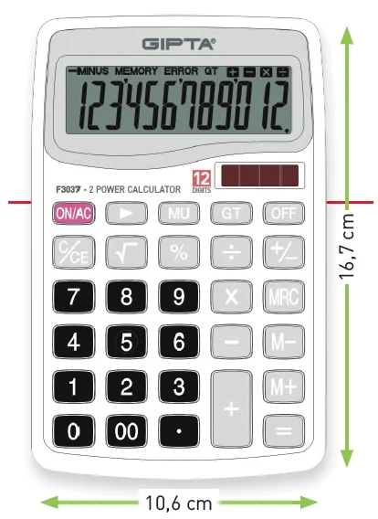 GIPTA HESAP MAKİNESİ 12 HANE MASA TİPİ F3037