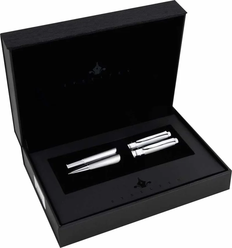 STEELPEN DOLMA KALEM+TÜKENMEZ KALEM SET SANTANA SERİSİ  KROM 7283
