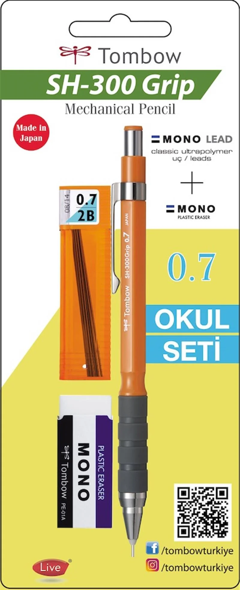 TOMBOW VERSATİL KALEM SH-300 GRIP OKUL SETİ 0.7 TURUNCU BLS T-SH-GR54 R7.S1