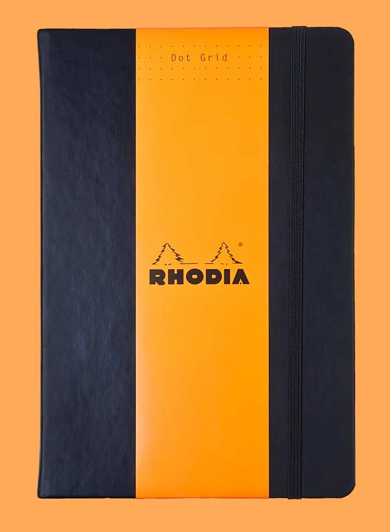 RHODIA DEFTER BOUTIQUE SERT DERİ KAPAK ELASTİK BANTLI A5 90 GR 96 YP DOT SİYAH RW118769