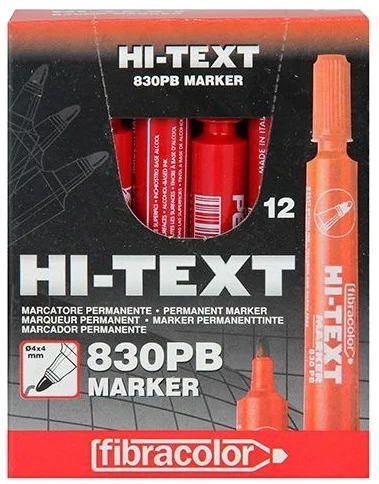 HB HI-TEXT PERMANENT MARKER YUVARLAK UÇ KIRMIZI 830PB 12  Lİ