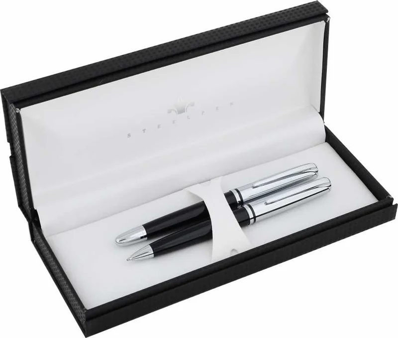STEELPEN DOLMA KALEM+TÜKENMEZ KALEM SET SATURN SERİSİ SİYAH 2351