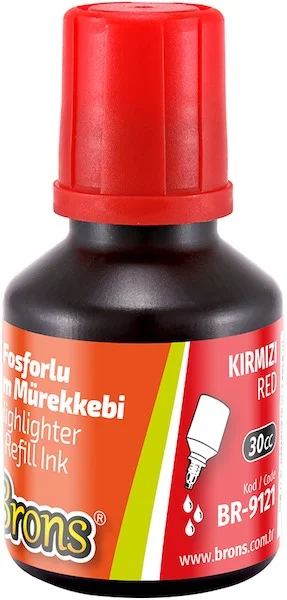 BRONS FOSFORLU KALEM  MÜREKKEBİ KIRMIZI 30 CC BR-9121