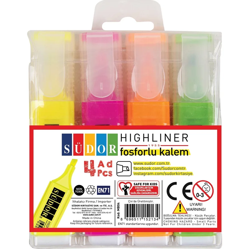 SÜDOR FOSFORLU KALEM 4 LÜ SET MB04