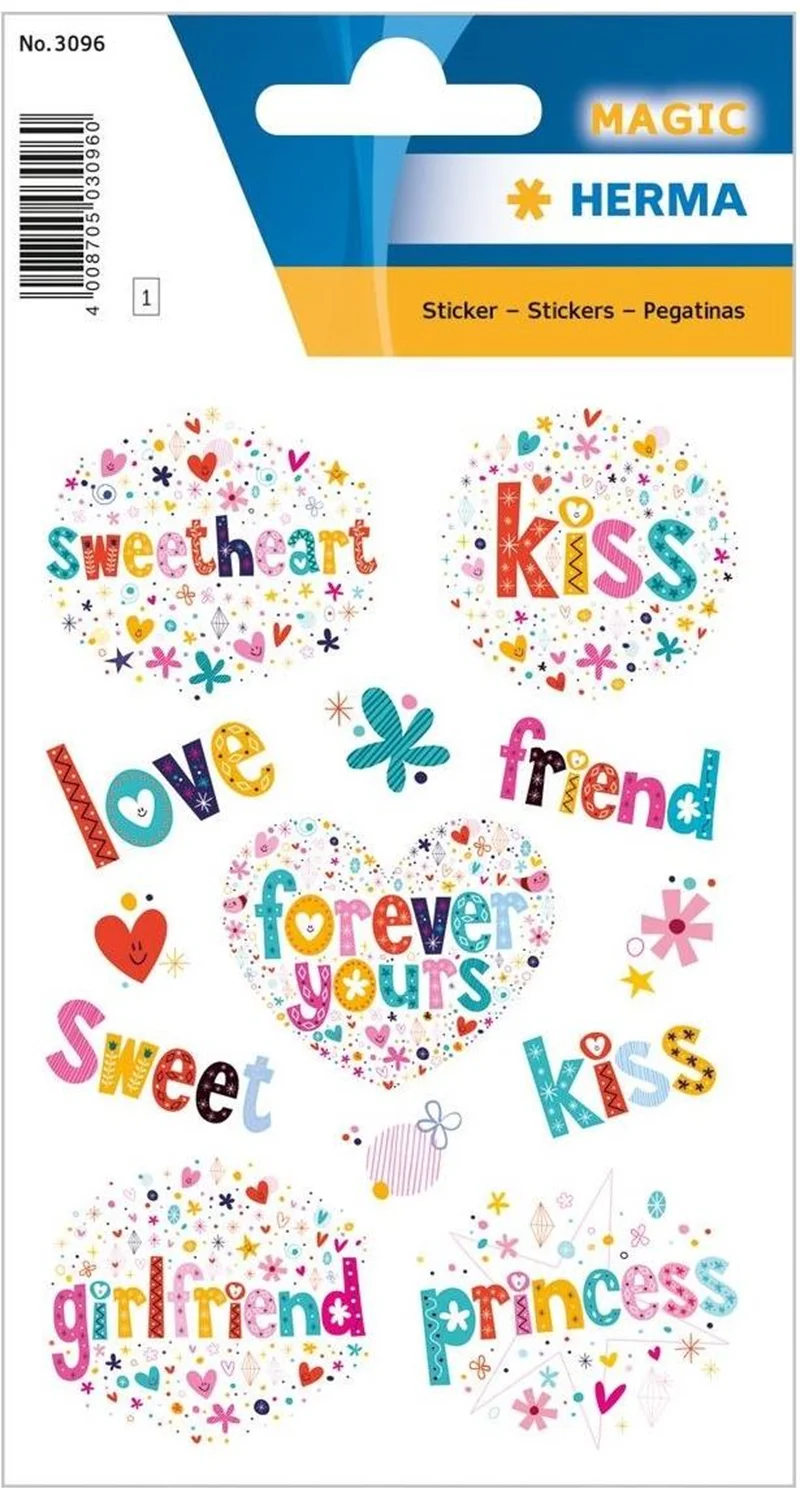 HERMA ETİKET MAGIC GLITTERY FOIL LOVE &amp; KISS 3096