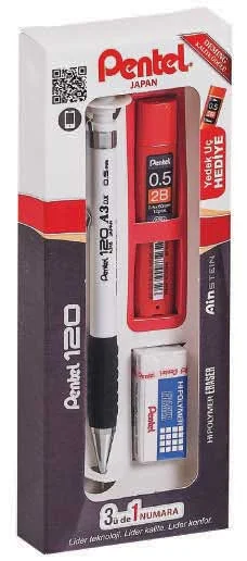 PENTEL VERSATİL KALEM OKUL SETİ 120A3 0.5 BEYAZ Y A315-3WS