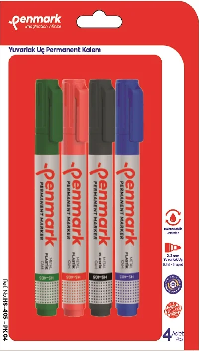 PENMARK PERMANENT MARKÖR YUVARLAK UÇ 4 LÜ BLS. HS-405-PK-04