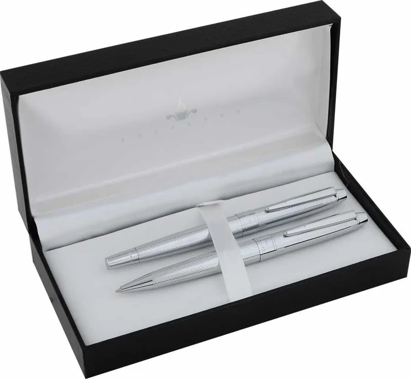 STEELPEN DOLMA KALEM+TÜKENMEZ KALEM SET URANUS SERİSİ PARLAK KROM 509
