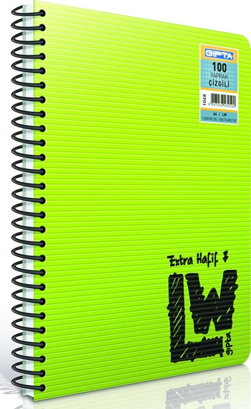 GIPTA DEFTER LW A4 SPİRALLİ PP KAPAK 80 YP. ÇİZGİLİ 1950