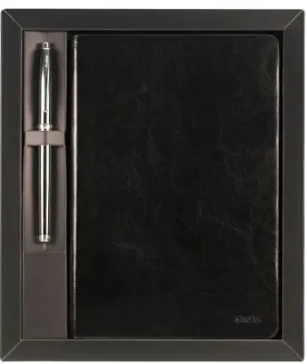 SCRIKSS HEDİYELİK SET SD 100-1 800 ROLLER KALEM TITANYUM KROM + DEFTER PREMIUM TERAMO A5 SİYAH