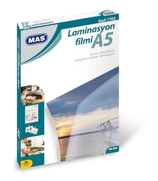 MAS LAMİNASYON FİLMİ 125 MİC A5 100 LÜ 7705