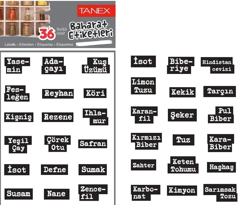 TANEX BAHARAT ETİKETİ-7 PP ŞEFFAF 2 Lİ MTC-607