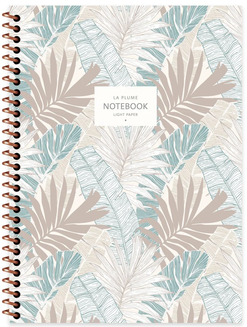 KESKİN DEFTER LA PLUME LEAVES 16,5x22,5 SPİRALLİ KARTON KAPAK 80 YP. ÇİZGİLİ 385241