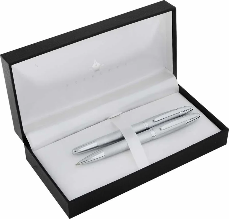 STEELPEN DOLMA KALEM+TÜKENMEZ KALEM SET VENÜS SERİSİ DESENLİ KROM 175
