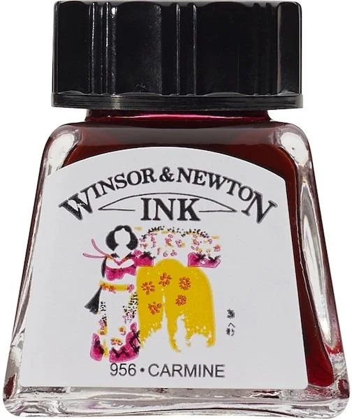 W&amp;N ÇİZİM MÜREKKEBİ DRAWING INK 14 ML CARMINE 127 WN-1005127