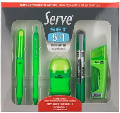 SERVE KIRTASİYE SETİ 0.7 YEŞİL 5 Lİ SV-5IN1SET07FY