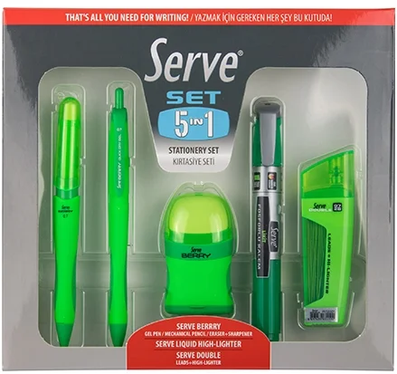 SERVE KIRTASİYE SETİ 0.7 YEŞİL 5 Lİ SV-5IN1SET07FY