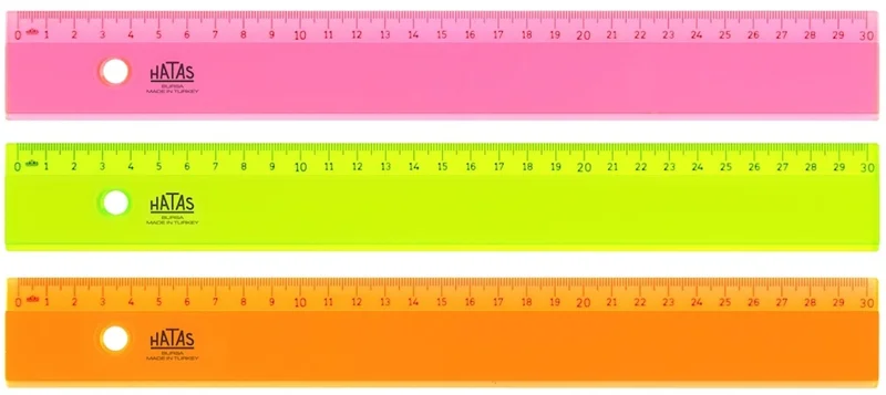 HATAS CETVEL PLASTİK NEON ŞEFFAF 30 CM 00148