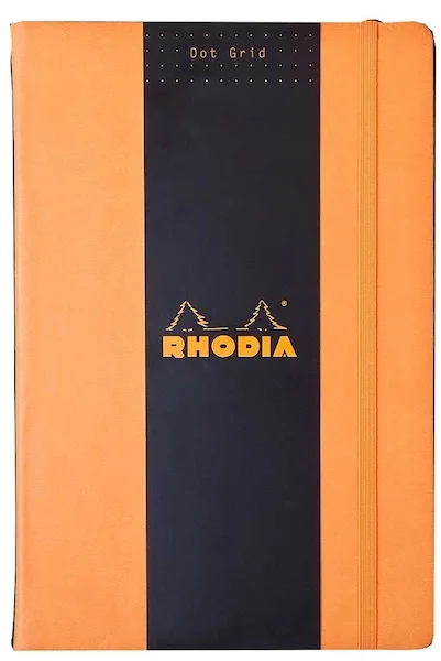 RHODIA DEFTER BOUTIQUE SERT DERİ KAPAK ELASTİK BANTLI A5 90 GR 96 YP DOT TURUNCU RW118768