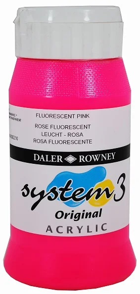 DALER ROWNEY AKRİLİK BOYA SYSTEM 3 ORIGINAL SERİSİ 500 ML FLUORO PINK 129500538