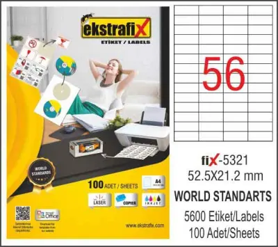 EKSTRAFİX LASER ETİKET 52.5x21.2 MM FİX-5321