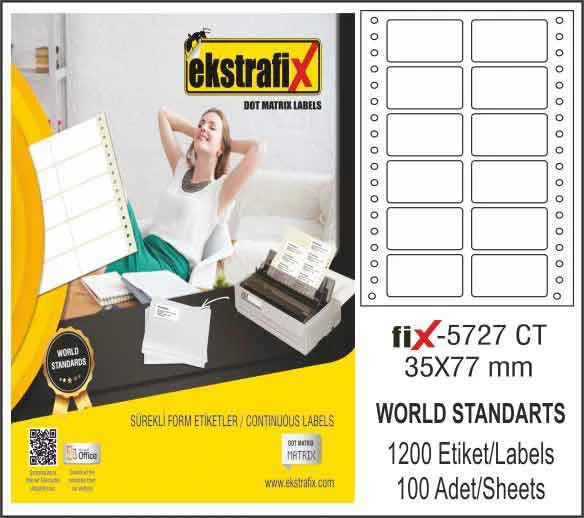 EKSTRAFİX BİLGİSAYAR ETİKETİ FİX-5727 35x77 MM