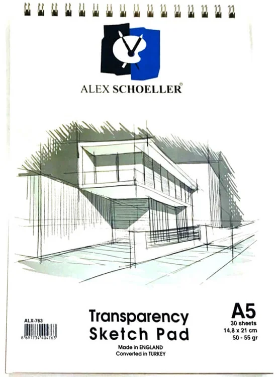 ALEX ESKİZ BLOK SPİRALLİ A5 50/55 GR 30 LU ALX-763