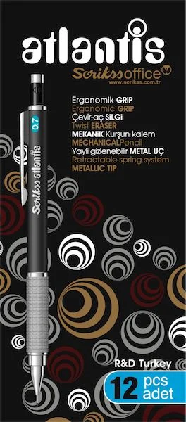 SCRIKSS OFFICE VERSATİL KALEM ATLANTİS 0.7 SİYAH 12 Lİ KUTU