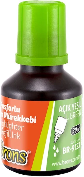 BRONS FOSFORLU KALEM  MÜREKKEBİ AÇIK YEŞİL 30 CC BR-9123